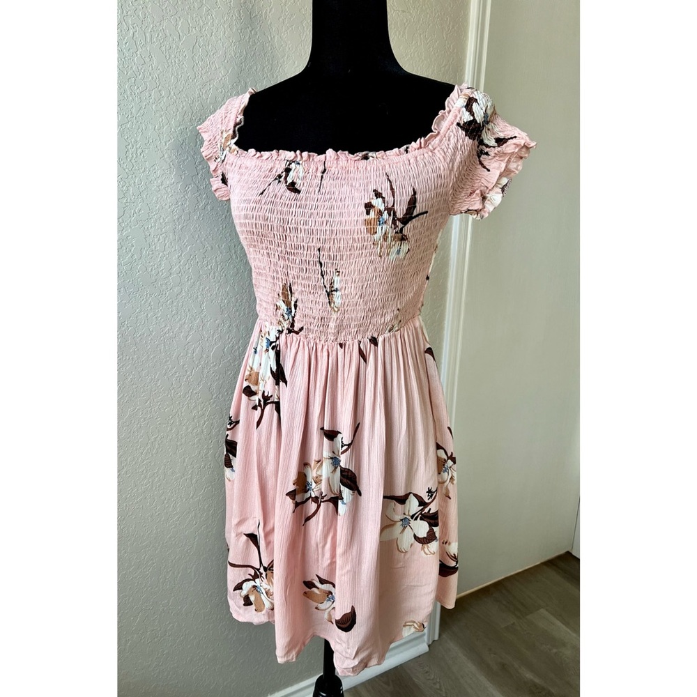 Blush floral mini dress